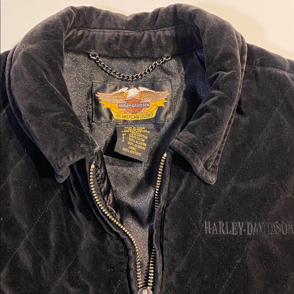 Harley Davidson Ladies Medium Black Quilted Zip Up Lined Vest Preowned D36 - Picture 5 of 16